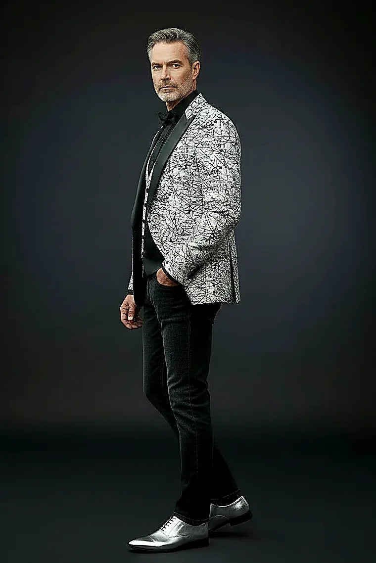 Abstract Splatter Jacquard Tuxedo Suit