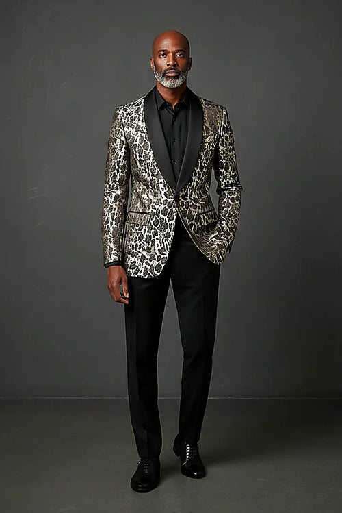 Animal Print Blazer with Satin Trim Lapel — an animal print framed by sleek satin lapel trim