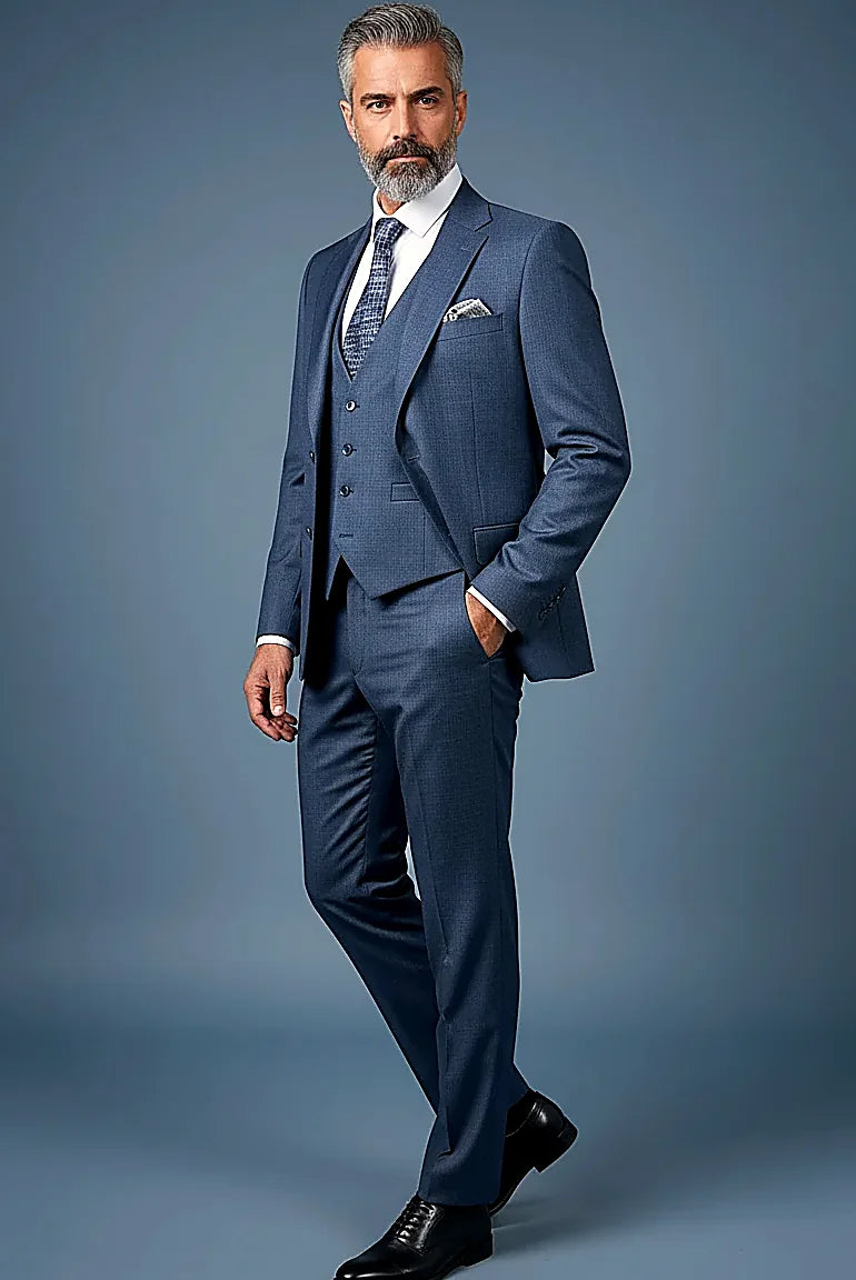 a premium textured weave in deep navy