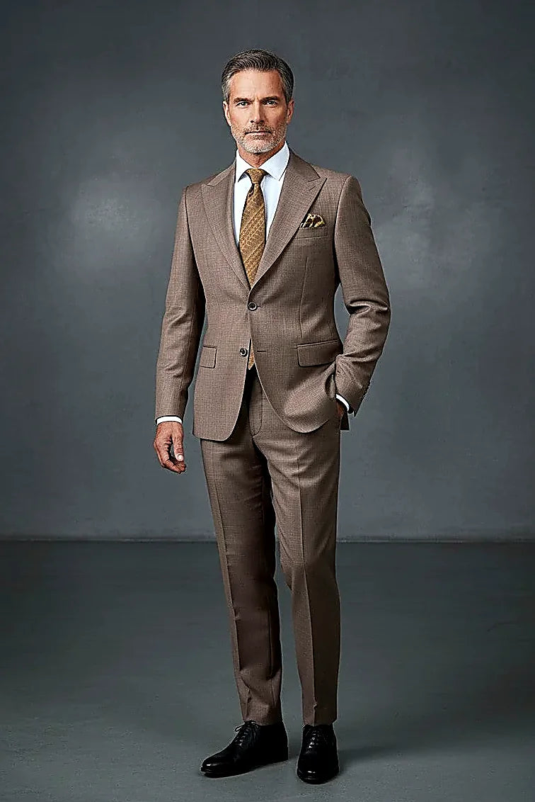 Brown Three-Piece Suit — brown cloth cut with attention to fit and drape