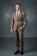 Brown Three-Piece Suit — brown cloth cut with attention to fit and drape