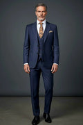 Blue Tailored Three-Piece — a structured blazer beside its coordinating vest