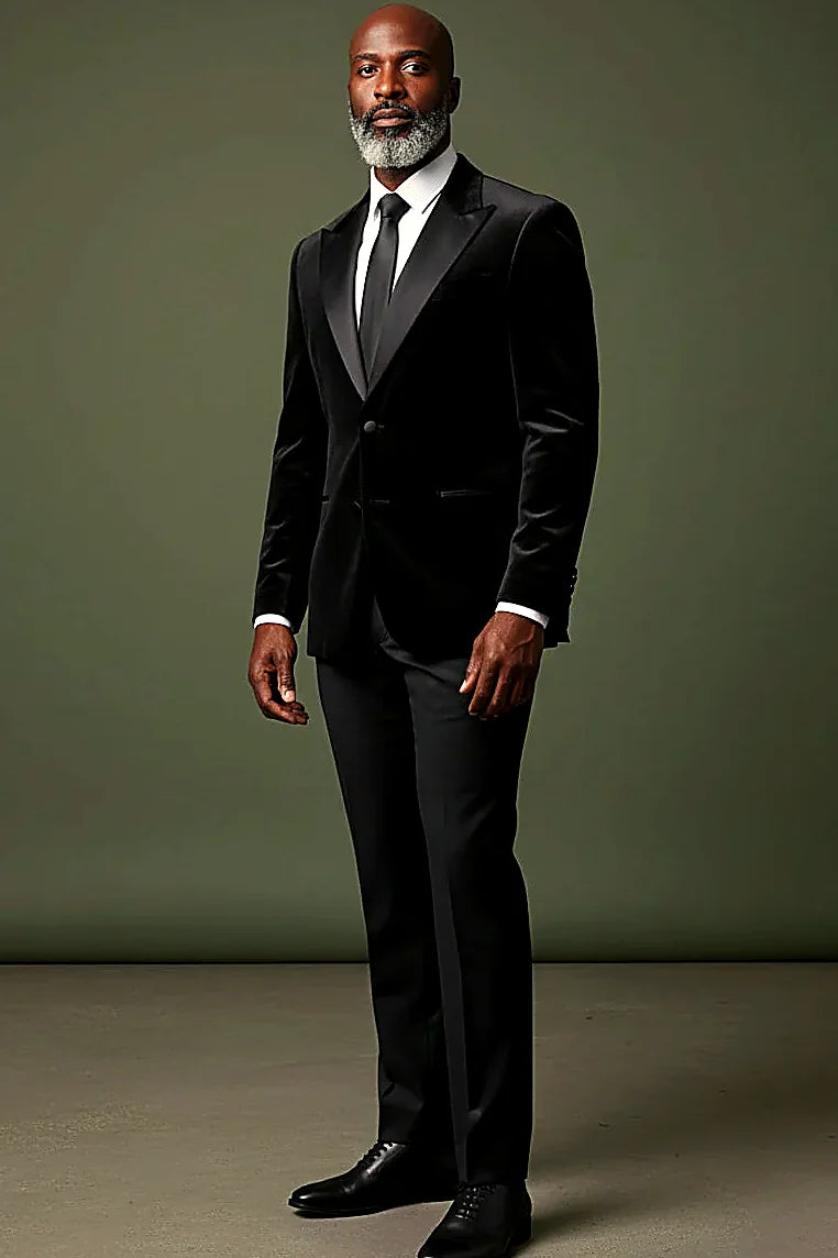 Black Velvet Sport Jacket — satin trim running along a black velvet collar and edges
