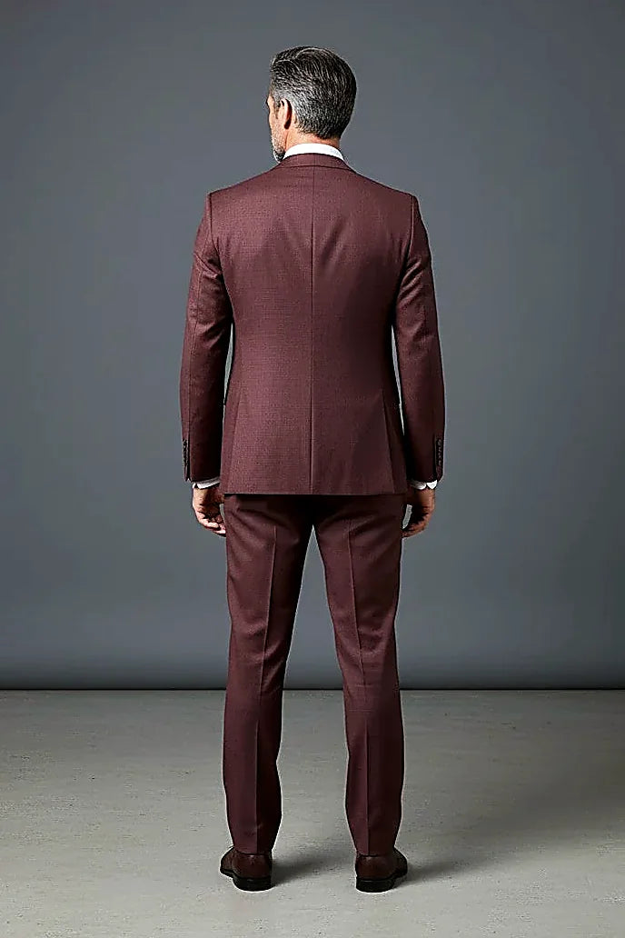 Burgundy Slim Fit 3-Piece Suit - Modern Tailored Formalwear