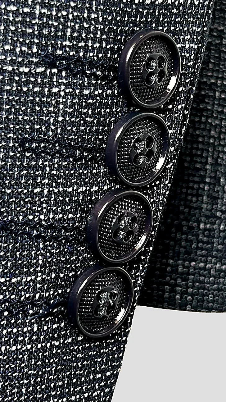 Chambray Elegance Three-Piece Suit - Charcoal Gray