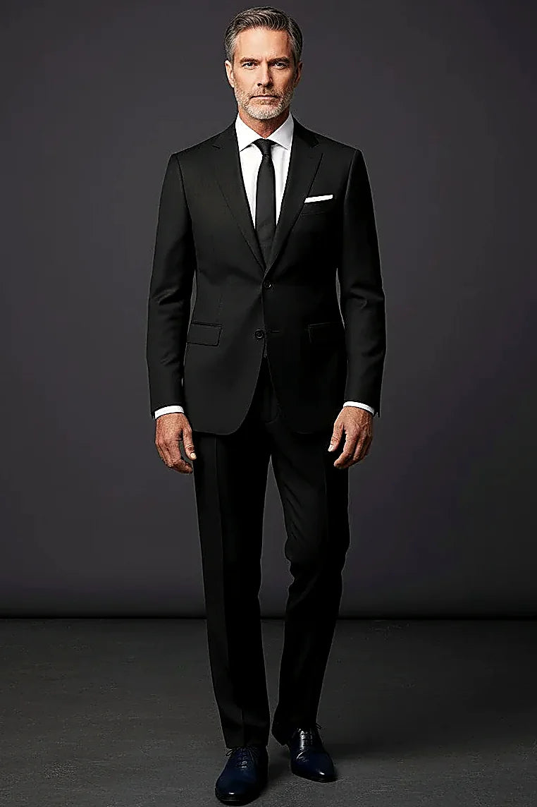 Chambray Elegance Three-Piece Suit - Charcoal Gray