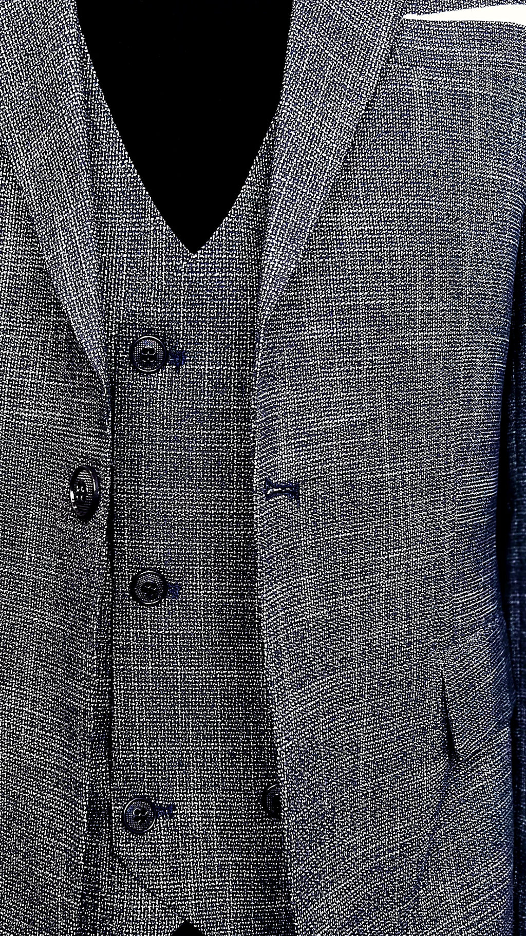 Chambray Elegance Three-Piece Suit - Charcoal Gray