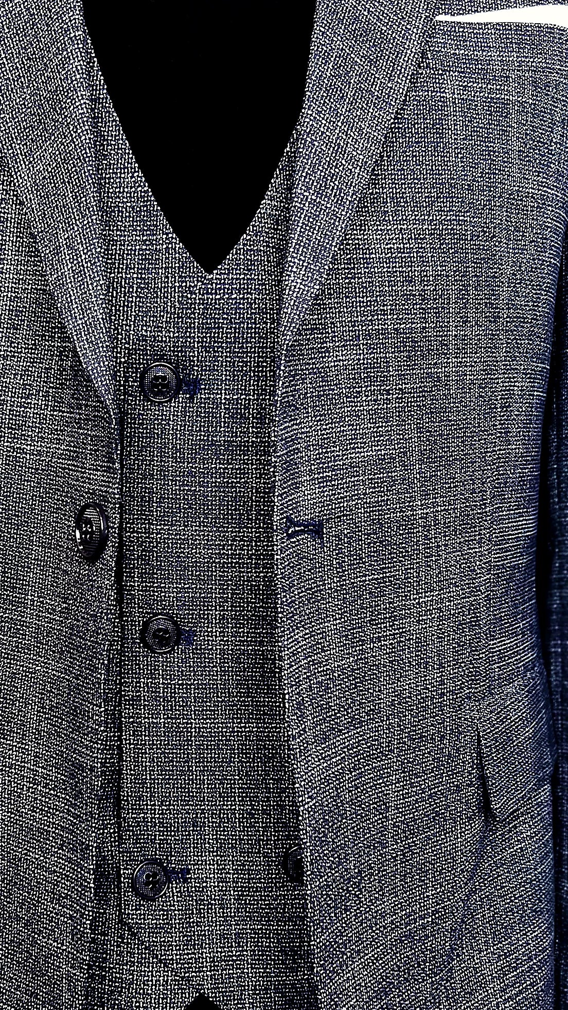 Chambray Elegance Three-Piece Suit - Charcoal Gray