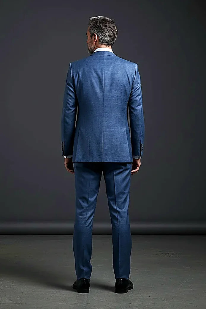 Classic Blue Textured Slim Fit Two-Piece Suit