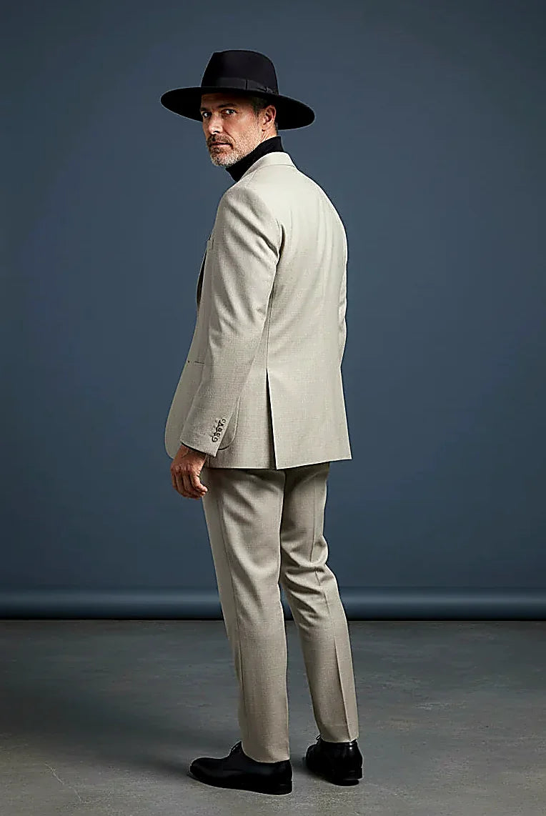 Classic Elegance Two-Piece Suit in Charcoal and Beige