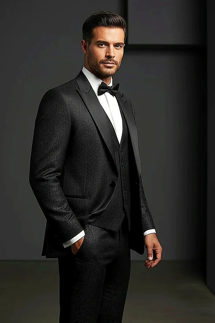 Cosmo Men's Black Tuxedo Suit – Classic Formal Jacket & Trousers