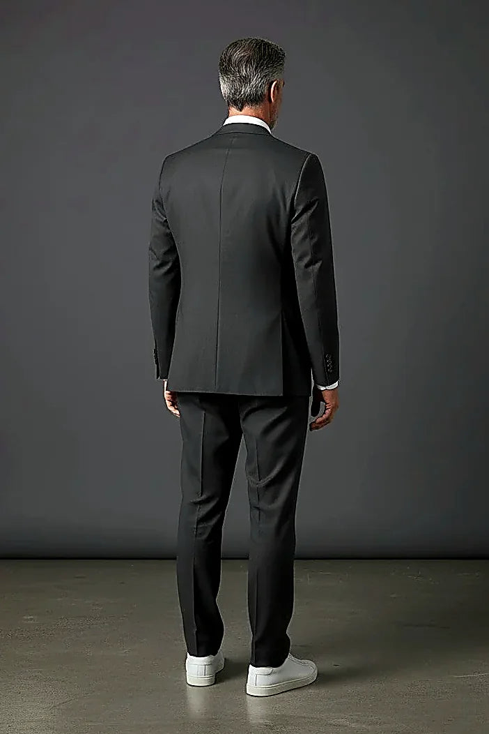 Slim Fit Double-Breasted Suit showing a slim double-breasted cut with a modern silhouette