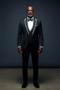 Floral Jacquard Evening Suit — floral jacquard weave lifted by satin lapel accents