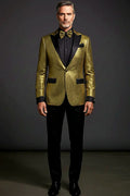 Metallic Gold Tuxedo Suit — luminous metallic gold with a refined sheen