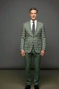 Gray Windowpane Plaid Suit — a classic windowpane check laid across a gray ground