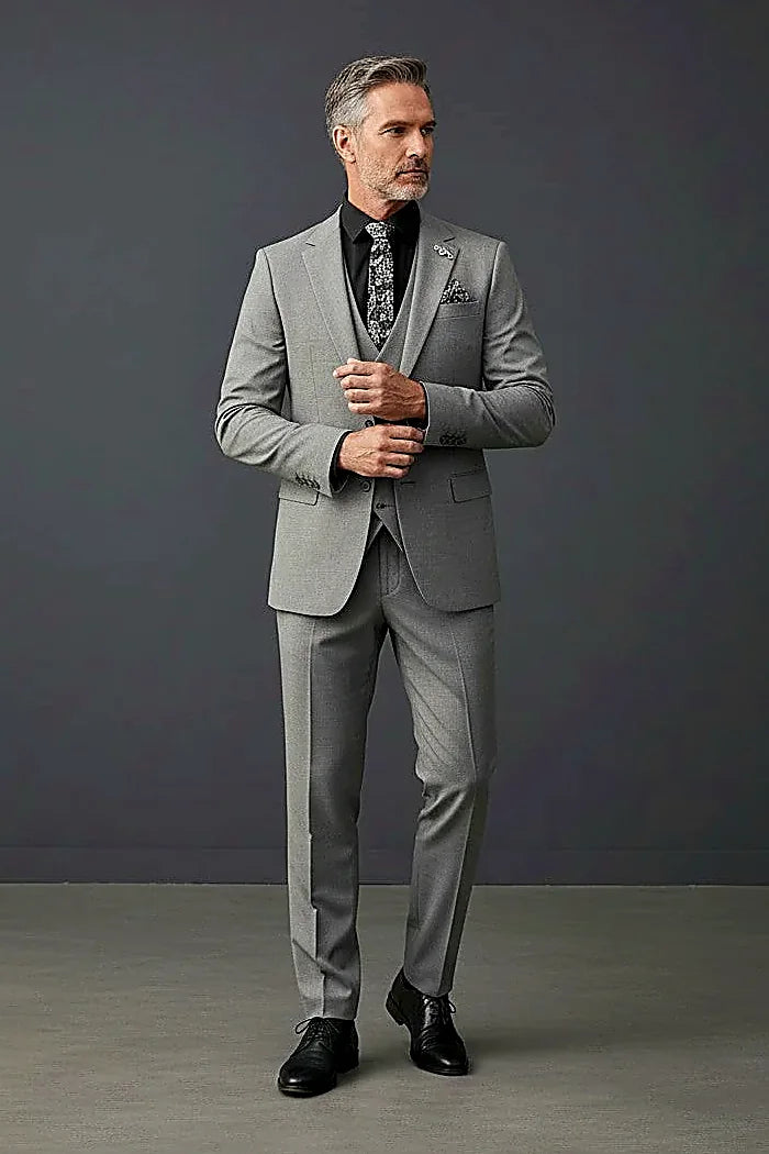 Heather Gray Three-Piece Suit | Elegance Collection
