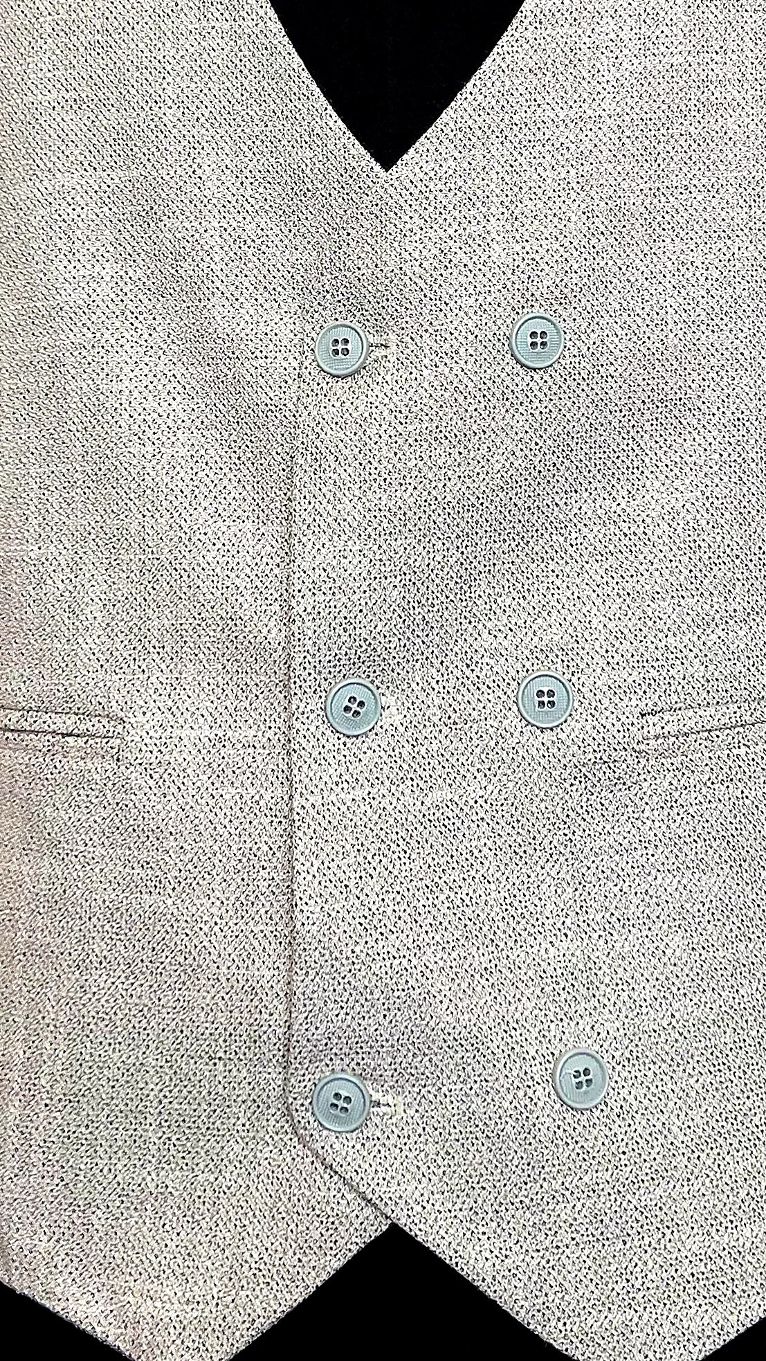 Slim Fit Linen-Blend Suit - Light Gray 3-Piece