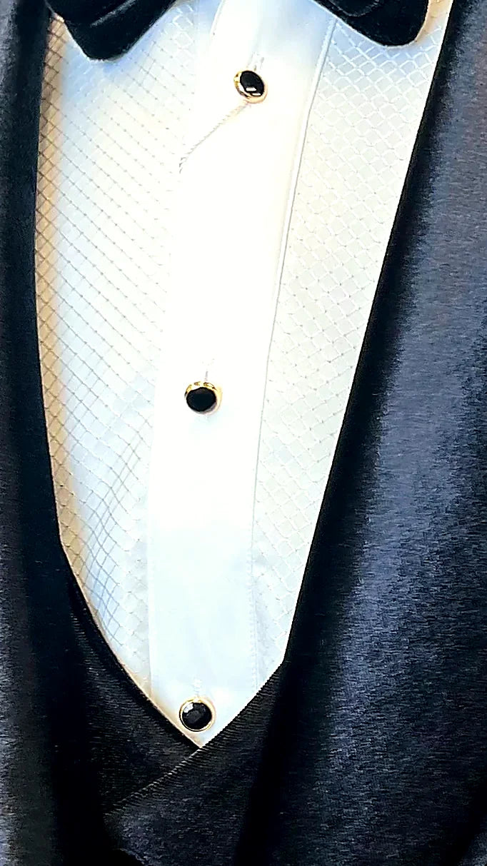 dazzling sequins over a stretch-blend ground, on this sequin Tuxedo