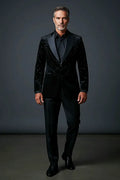 Black Velvet Jacket with Crystal Detailing — hand-placed crystals flowing across soft black velvet
