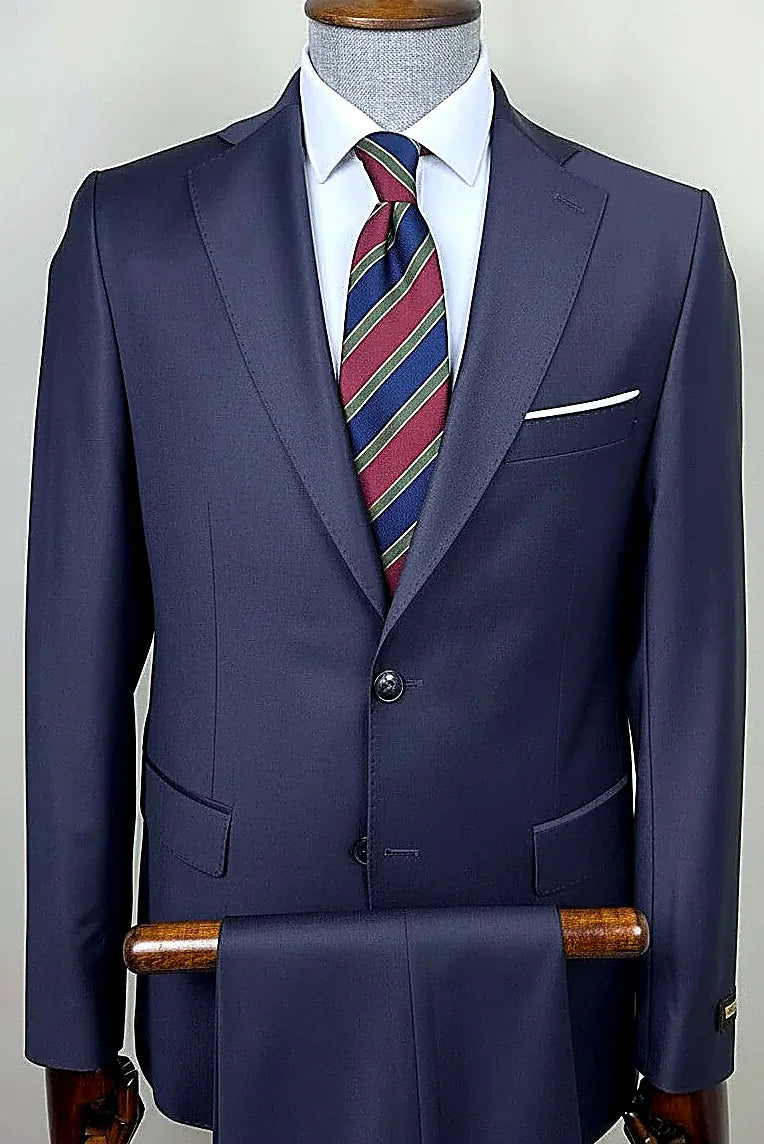 Men's Dark Purple Slim Fit Wool Suit | Two-Piece Luxury Suit –