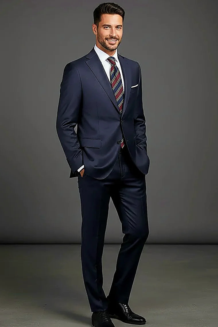 Dark Purple Wool Suit showing rich dark purple wool cut close through the chest