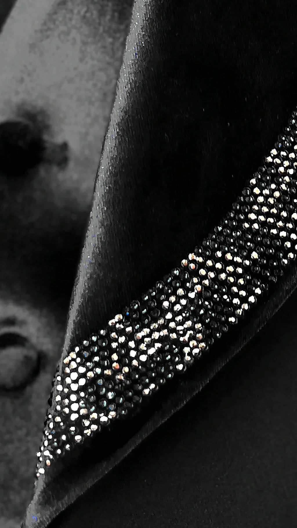 Men's Deep Blue Velvet Tuxedo with Crystal Embellished Lapel -
