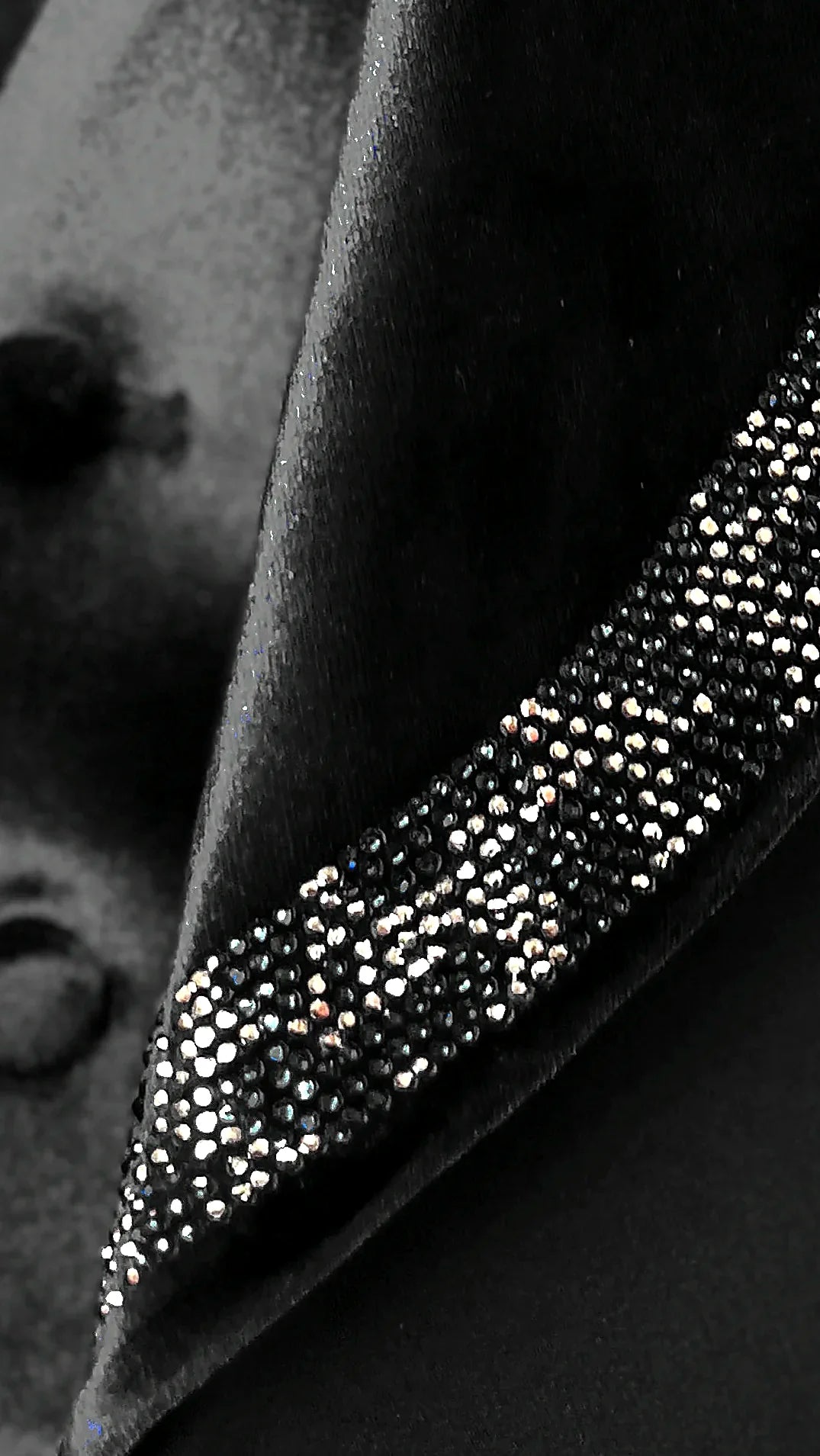 Men's Deep Blue Velvet Tuxedo with Crystal Embellished Lapel -