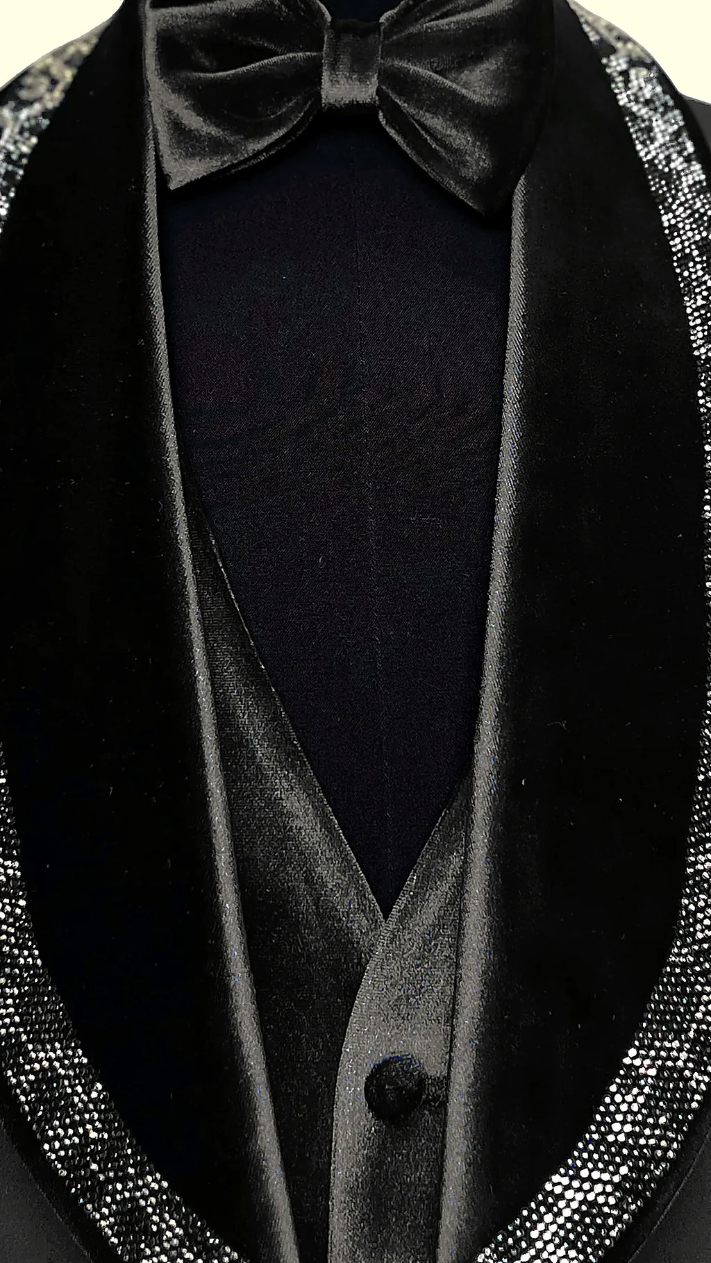 Men's Deep Blue Velvet Tuxedo with Crystal Embellished Lapel -