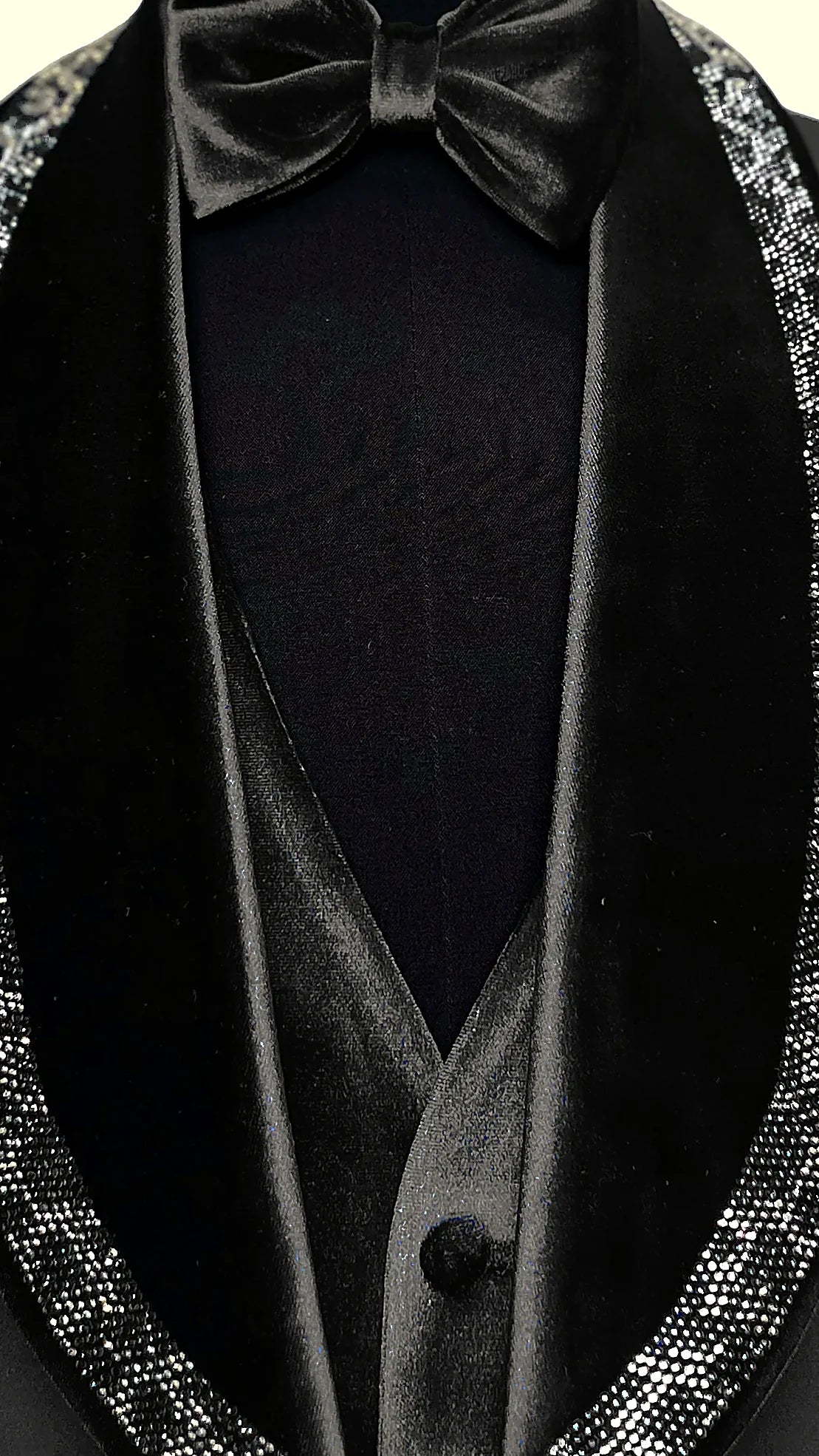 Men's Deep Blue Velvet Tuxedo with Crystal Embellished Lapel -