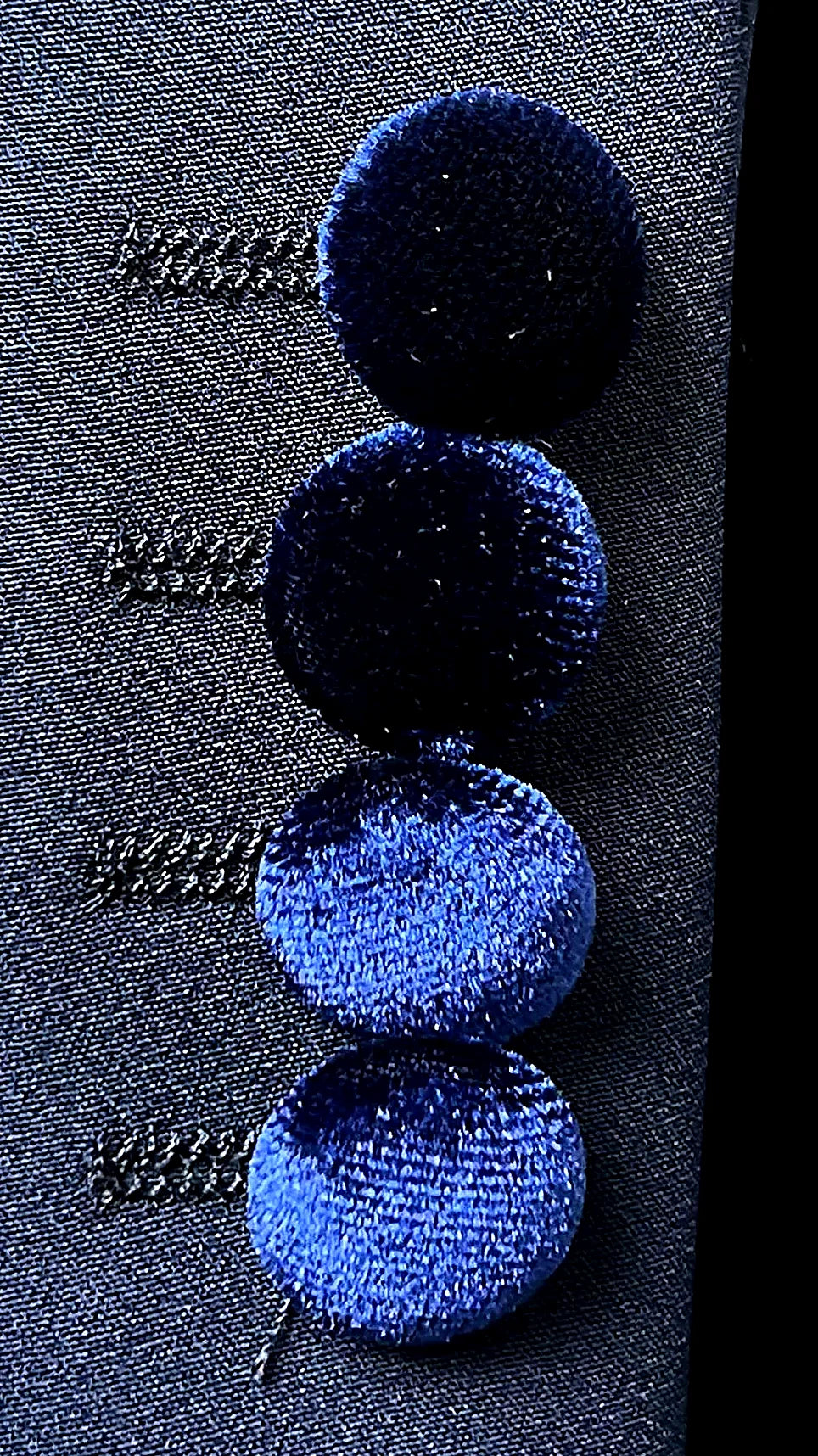 Men's Deep Blue Velvet Tuxedo with Crystal Embellished Lapel -