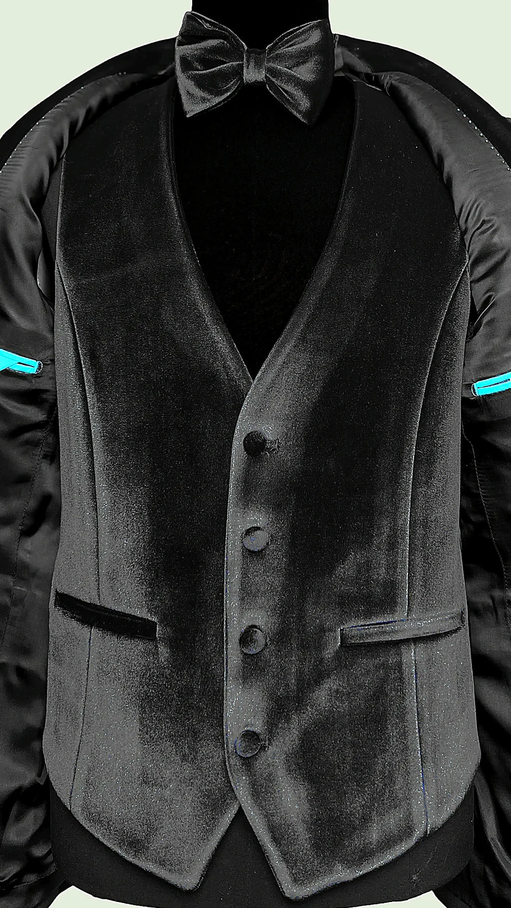 Men's Deep Blue Velvet Tuxedo with Crystal Embellished Lapel -