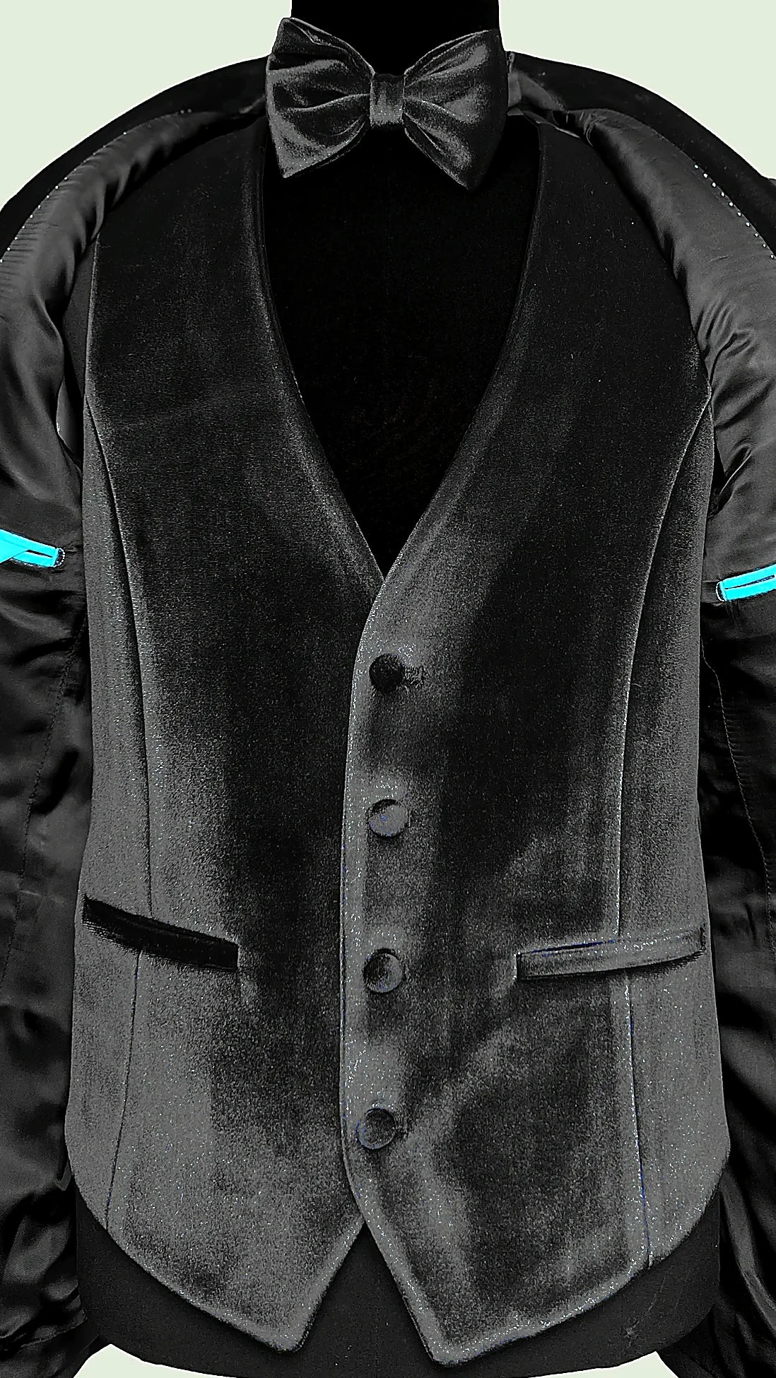 Men's Deep Blue Velvet Tuxedo with Crystal Embellished Lapel -