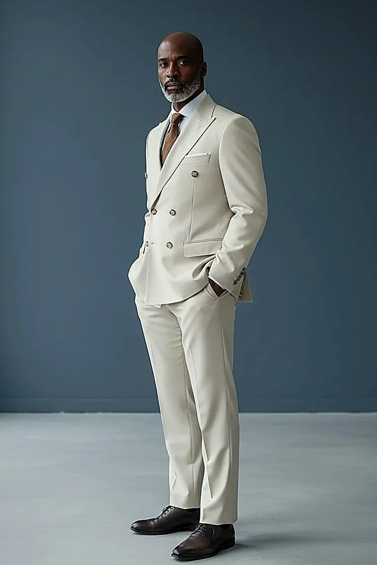 Men's Double-Breasted Suit Sharp Style, Clean Fit A well-structured double-breasted