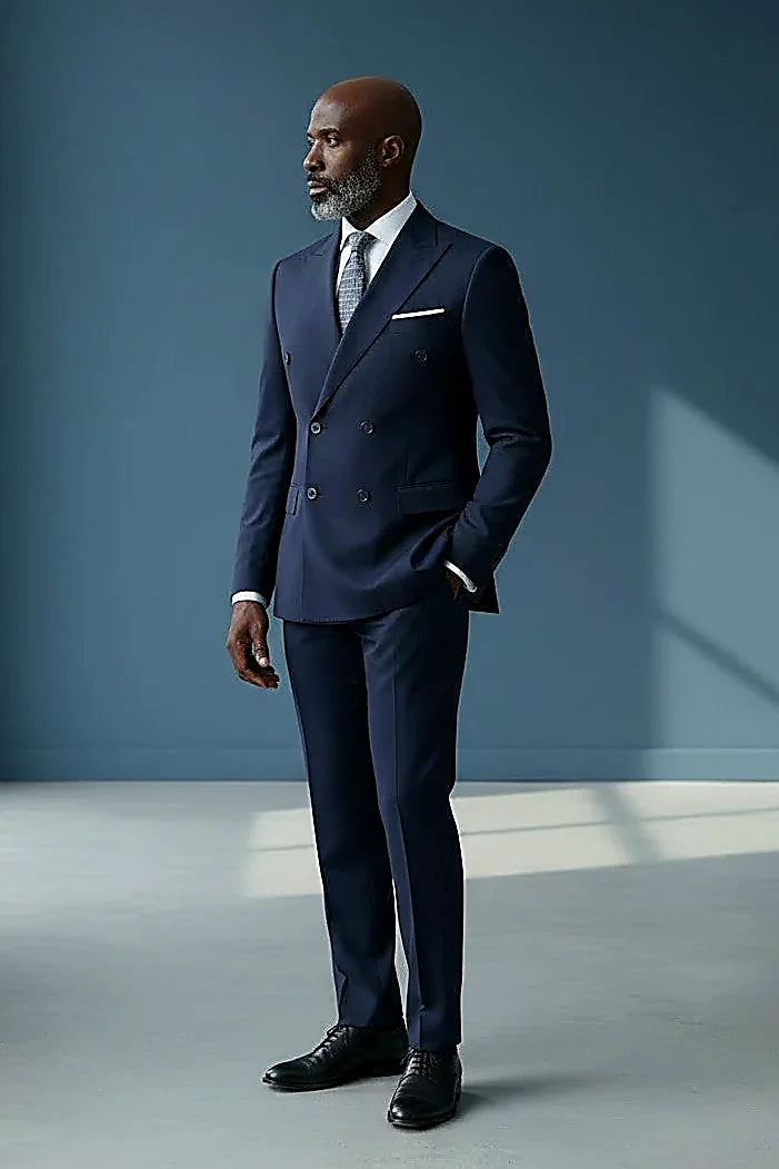 Men's Double-Breasted Suit Sharp Style, Clean Fit A well-structured double-breasted