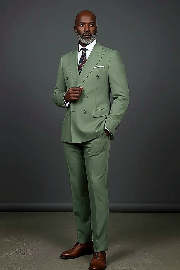 Men's Double-Breasted Suit Sharp Style, Clean Fit A well-structured double-breasted