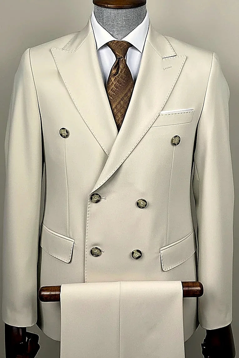 Men's Double-Breasted Suit Sharp Style, Clean Fit A well-structured double-breasted