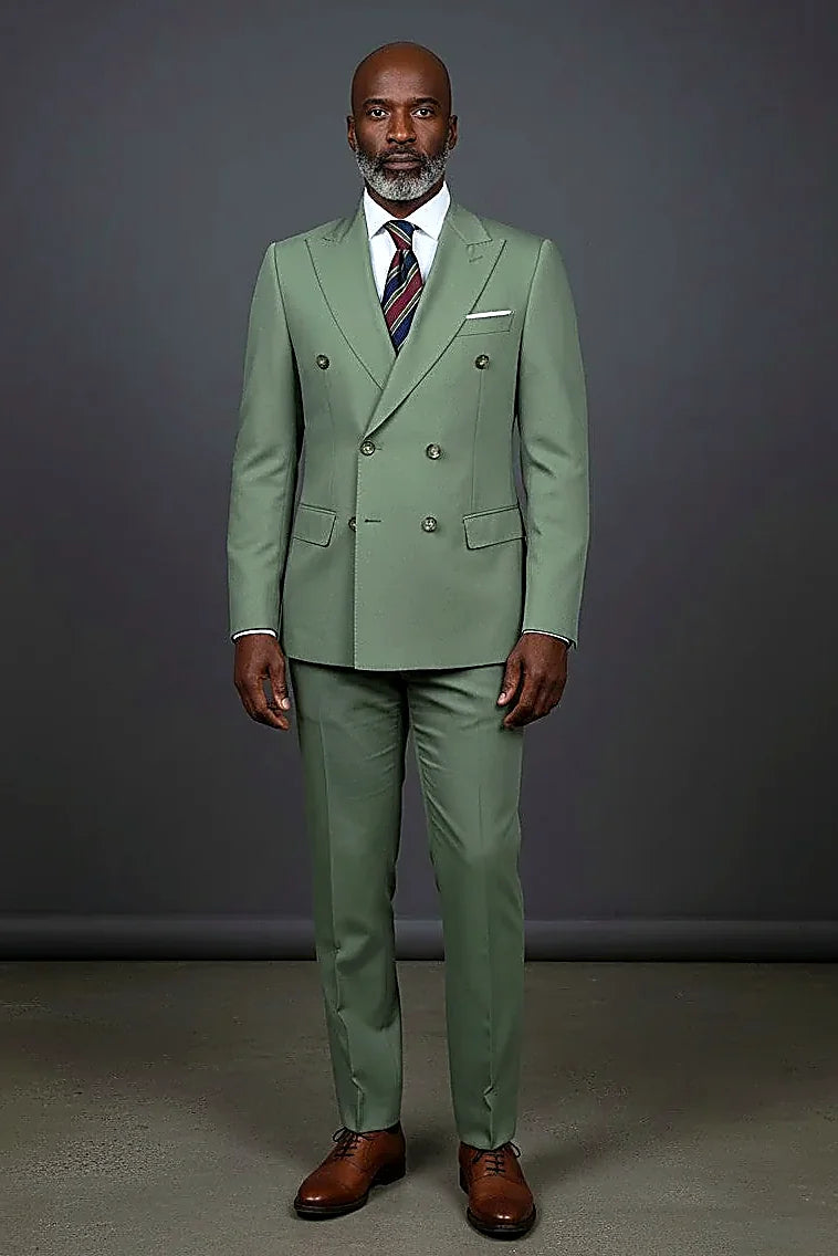 Men's Double-Breasted Suit Sharp Style, Clean Fit A well-structured double-breasted