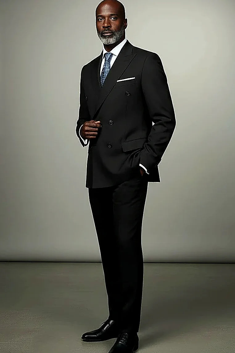 Men's Double-Breasted Suit Sharp Style, Clean Fit A well-structured double-breasted