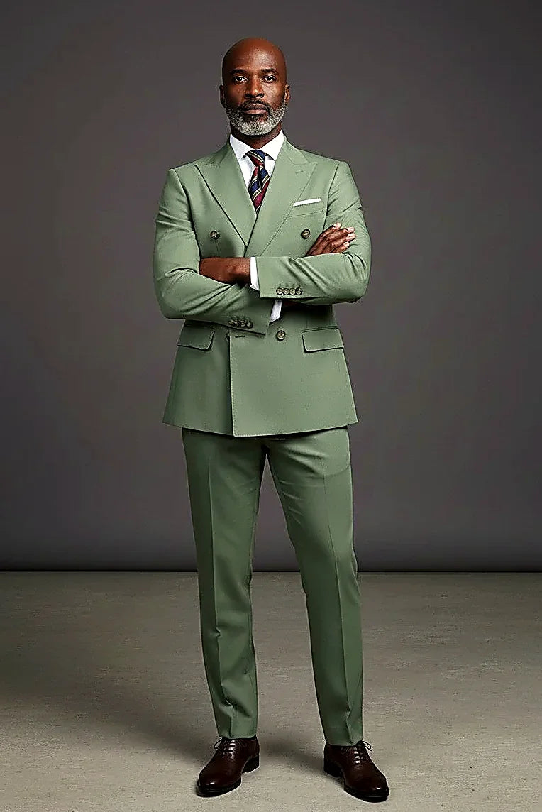 Men's Double-Breasted Suit Sharp Style, Clean Fit A well-structured double-breasted