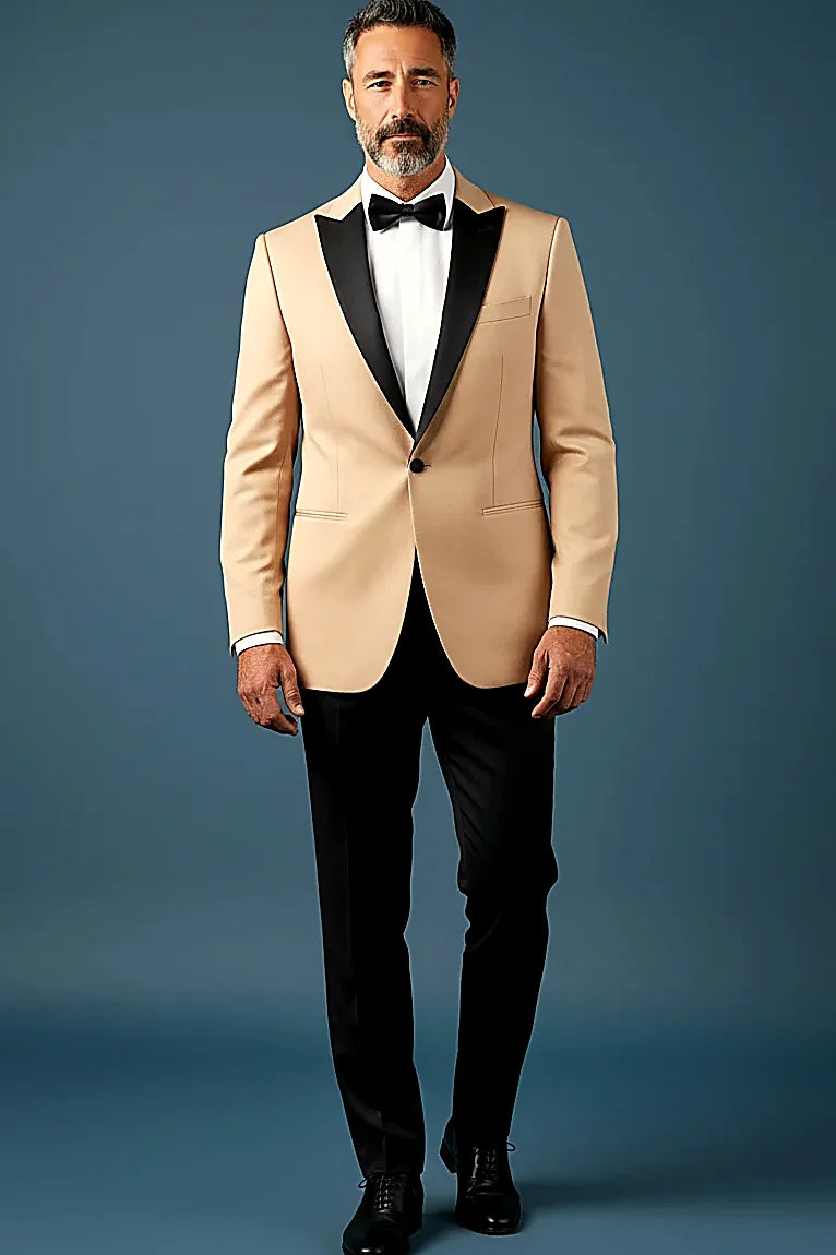 White Tuxedo Jacket — a sleek black shawl lapel against a luxurious white jacket