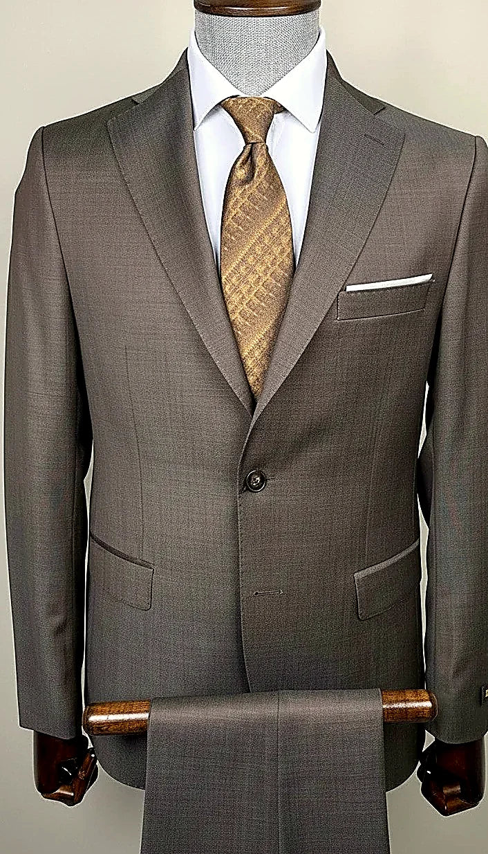Men's Premium Wool Suit in Taupe | Slim Fit Two-Piece |