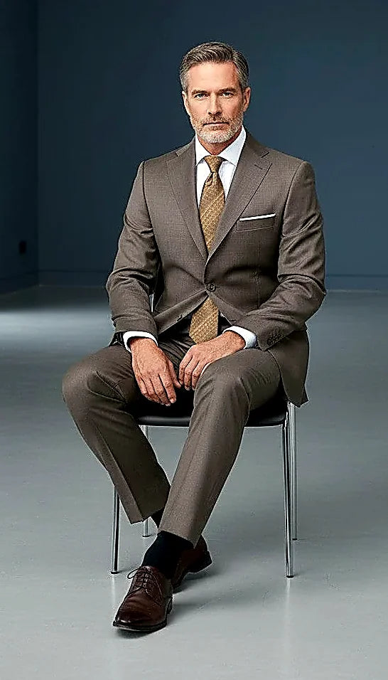 Men's Premium Wool Suit in Taupe | Slim Fit Two-Piece |