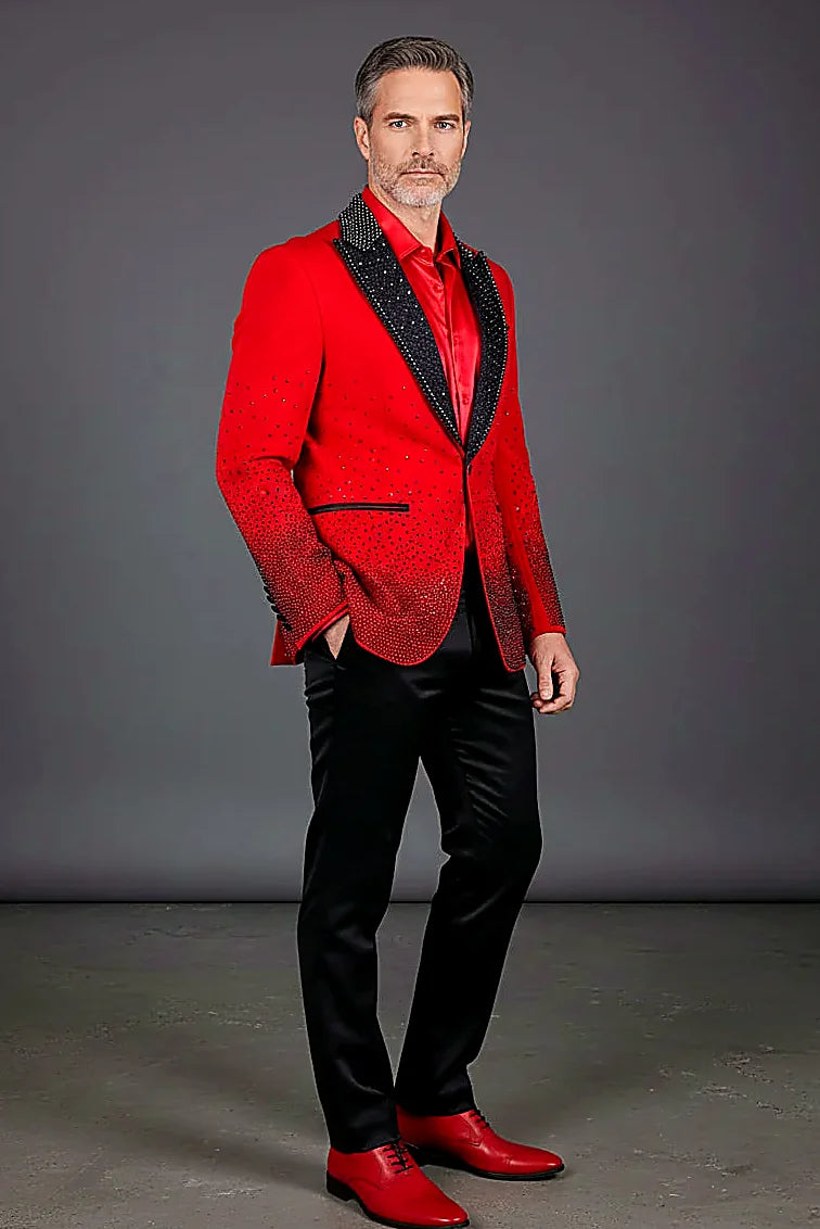 quilted peak lapels hand-set with jet-black crystals