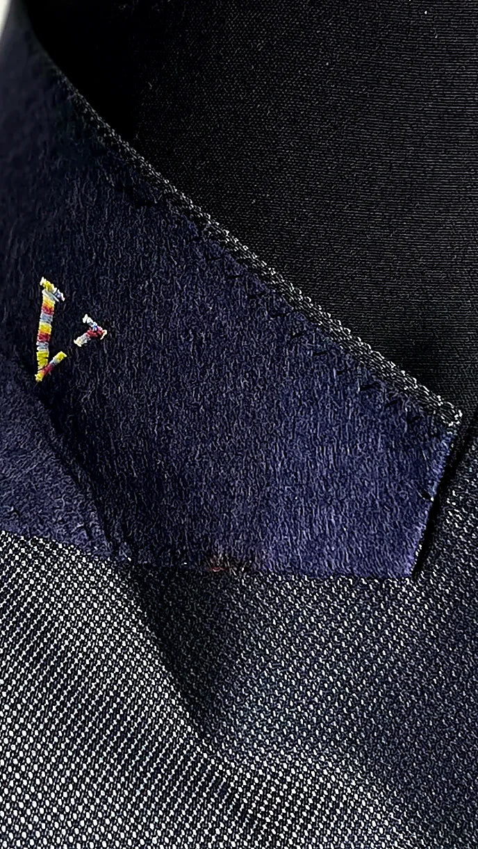 Men's Three-Piece Suit with Reversible Vest - Navy Blue