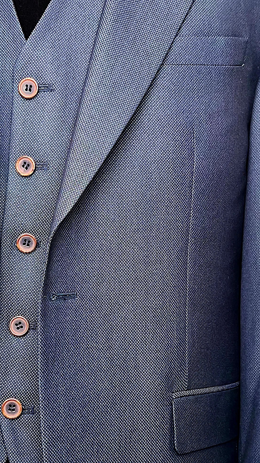 Men's Three-Piece Suit with Reversible Vest - Navy Blue