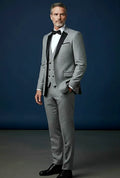 Two-Tone Three-Piece Suit — a smooth shawl lapel above a two-tone contrast body