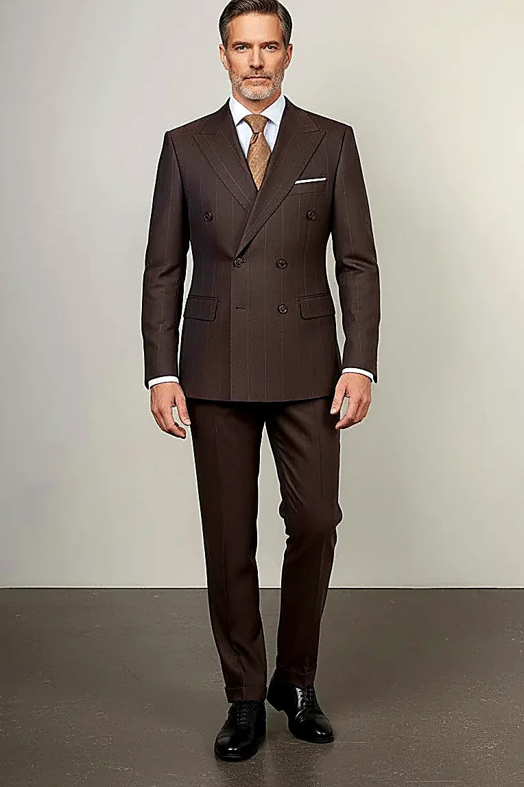 subtle pinstripes running through espresso brown cloth