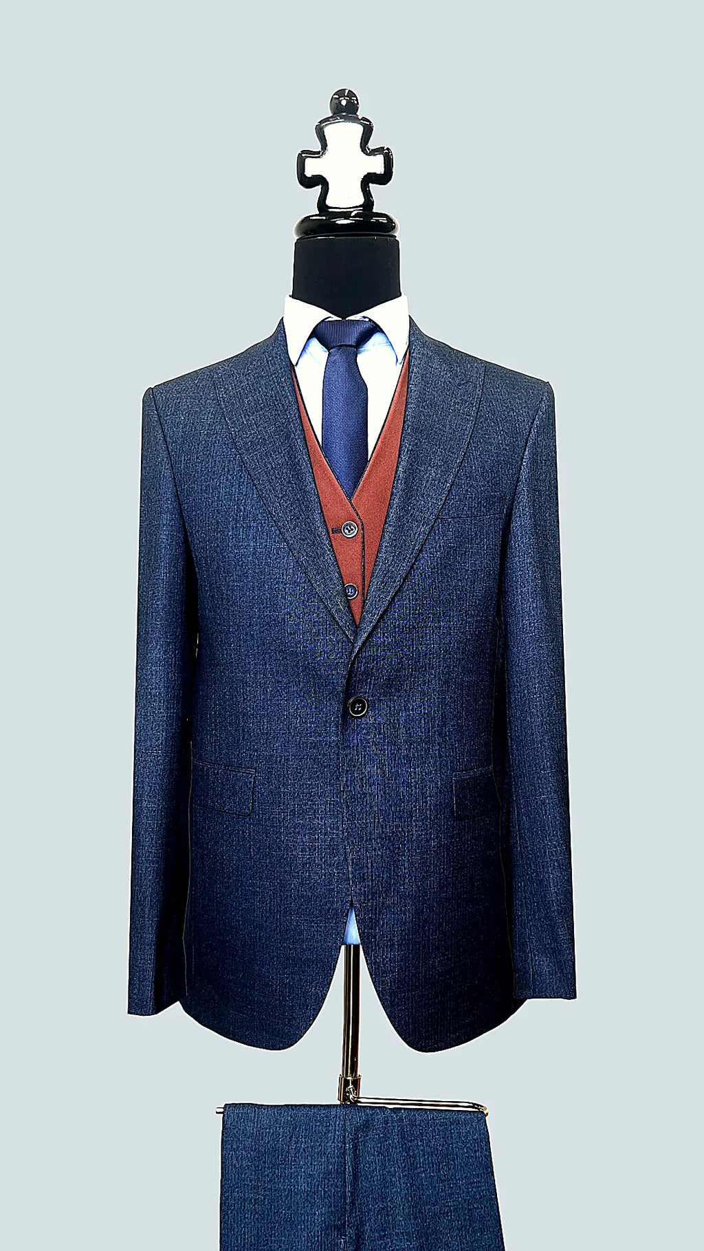 Modern Elegance Navy - Terra Jacquard 3-Piece Suit