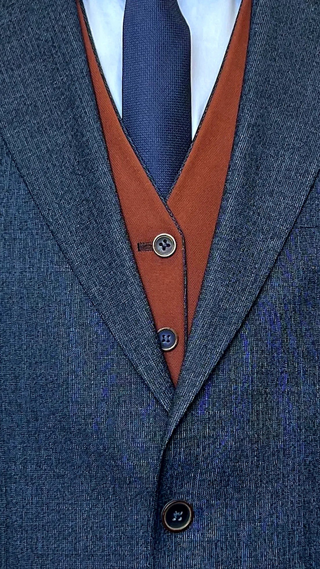 Modern Elegance Navy - Terra Jacquard 3-Piece Suit
