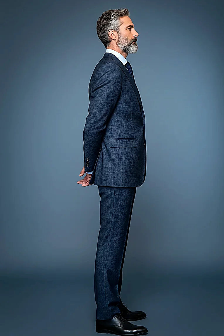 Modern Elegance Navy - Terra Jacquard 3-Piece Suit